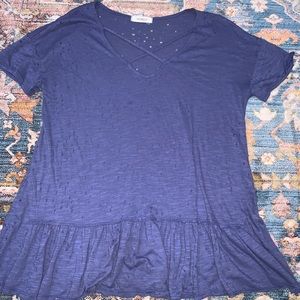 new distressed Peplum top